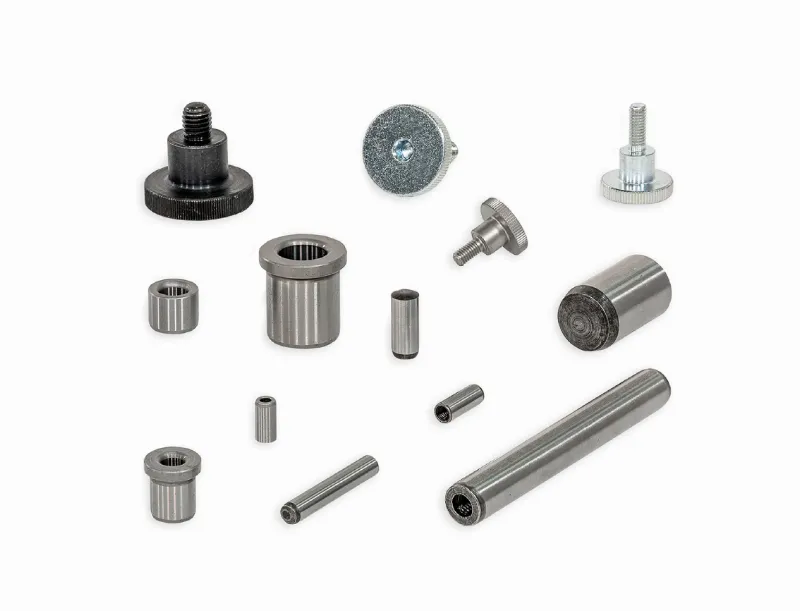 Dowel Pins, Guide Bushings and Knurled Screws with Hex